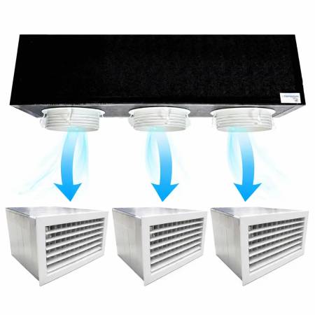 Kit Plenum Coibentato per Fancoil Canalizzato a 3 zone completo di plenum bocchetta con griglia in Pvc