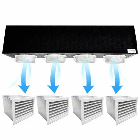 Kit Plenum Coibentato per Fancoil Canalizzato a 4 zone completo di plenum bocchetta con griglia in Pvc
