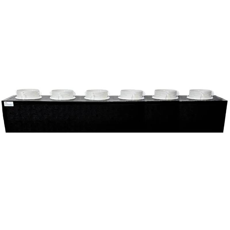 Plenum in poliuretano espanso a 6 uscite con 6 attacchi da 100, 127 e 150 mm