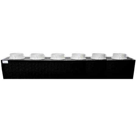Plenum in poliuretano espanso a 6 uscite con 6 attacchi da 100, 127 e 150 mm