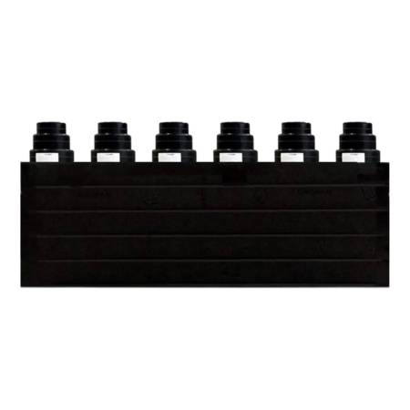 Plenum in poliuretano espanso a 6 uscite con 6 attacchi conici da 100 127 e 150 mm
