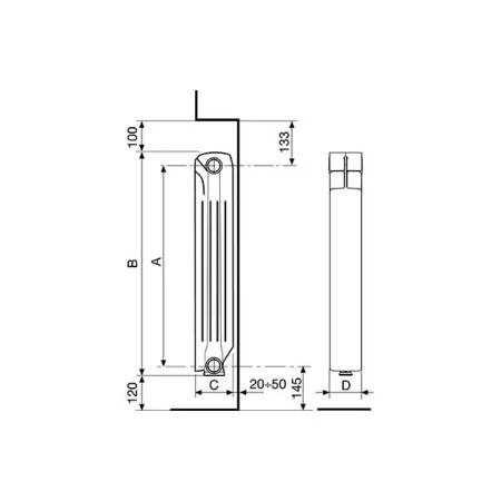 Radiatori in alluminio pressofuso Fondital Calidor Super B4 elementi con  interasse 800