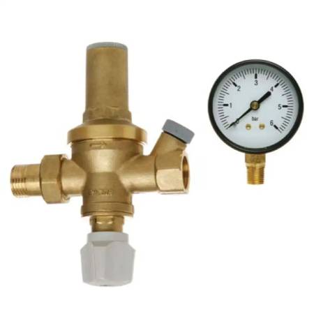 Gruppo di riempimento automatico da 1/2" ICMA 249 con valvola di ritegno e manometro