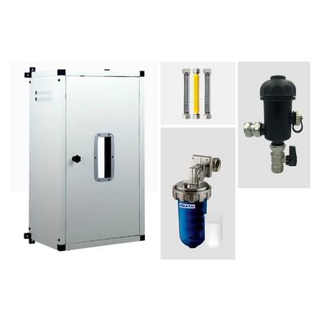 Kit completo per installazione scaldabagno universale con copriscaldino