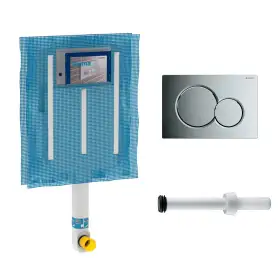 Kit Geberit cassetta di scarico incasso WC con placca cromata a due pulsanti Sigma 01 e canotto di collegamento