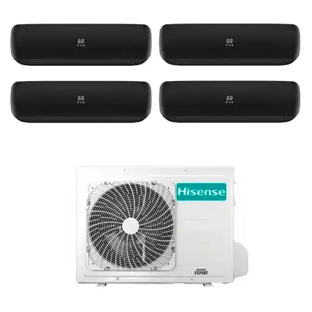 Climatizzatore Inverter Hisense Apple Pie PRO Black edition Wi-fi Quadri Split 9000+9000+9000+9000 Btu 4AMW81U4RAA R-32 A++