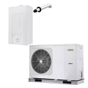 Sistema Ibrido Beretta con caldaia a condensazione Mynute X Box 25C da 25 kW e pompa di calore Hydro Unit M da 8 kW