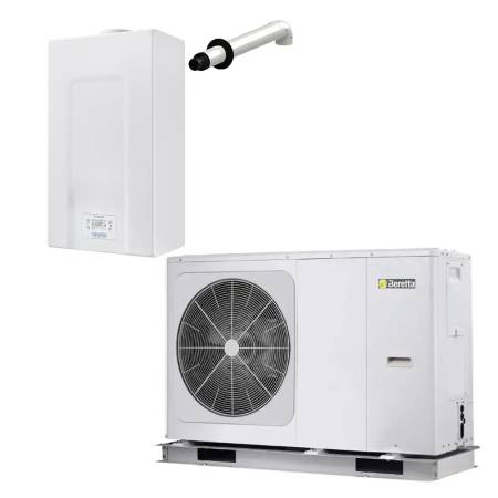 Sistema Ibrido Beretta con caldaia a condensazione Mynute X Box 25C da 25 kW e pompa di calore Hydro Unit M da 8 kW