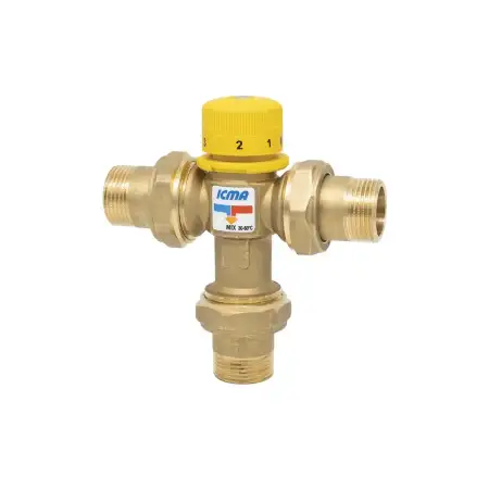 Miscelatore termostatico Icma per impianti solari da 3/4 pollice filettato maschio 93S100AE05
