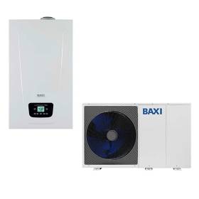 Sistema ibrido con caldaia da 33 kw in integrazione alla pompa di calore Baxi Auriga 12 kw monoblocco inverter monofase R32