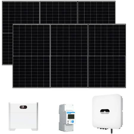 Impianto Kit fotovoltaico Huawei con Inverter da 6 kw completo di batteria di accumulo e 12 pannelli fotovoltaici