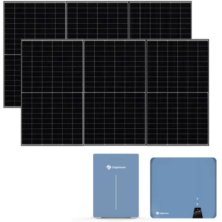 Impianto Kit fotovoltaico Solplanet con Inverter da 3 kw completo di batteria di accumulo e 8 Pannelli fotovoltaici Solarwatt