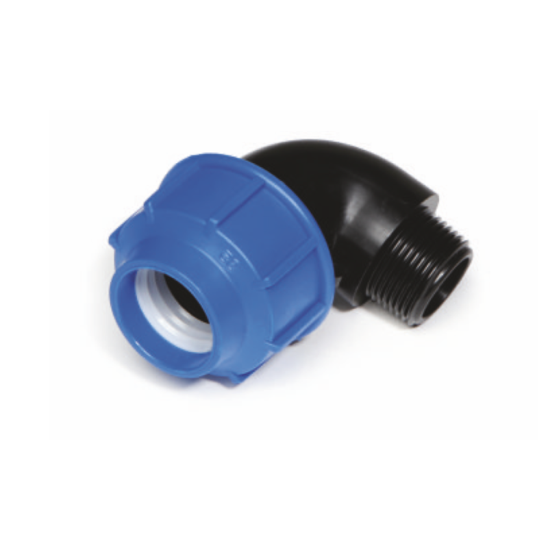 Plastica Alfa Gomito a 90 Gradi Maschio Blackline PN16 a compressione per tubo polietilene