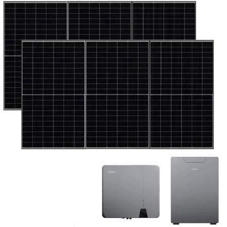 Impianto Kit fotovoltaico da 3kw Midea Inverter ibrido 5 kw completo di batteria di accumulo e 6 Pannelli fotovoltaici Ja Solar