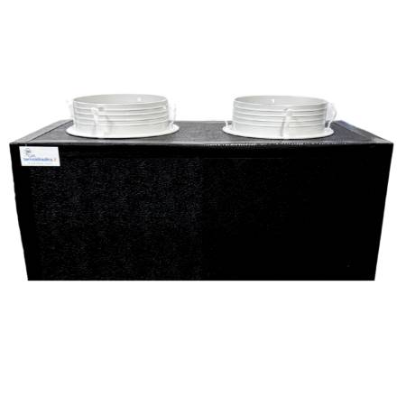 Plenum in poliuretano espanso a 2 uscite con 2 attacchi ghiera da 160 mm