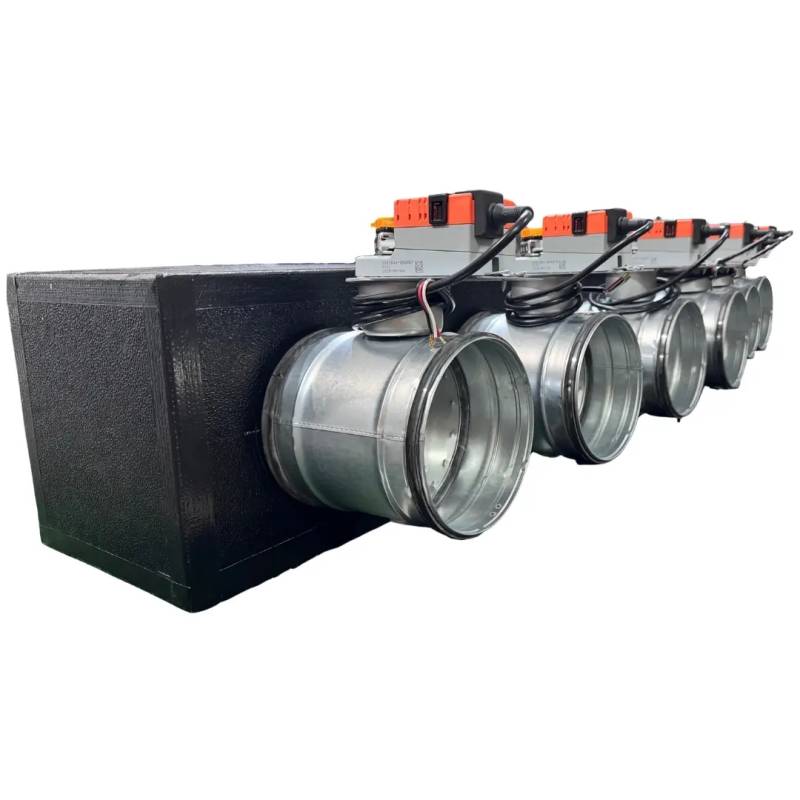 Plenum in poliuretano espanso a 6 zone con serrande motorizzate Lindab da 160 o 200 mm