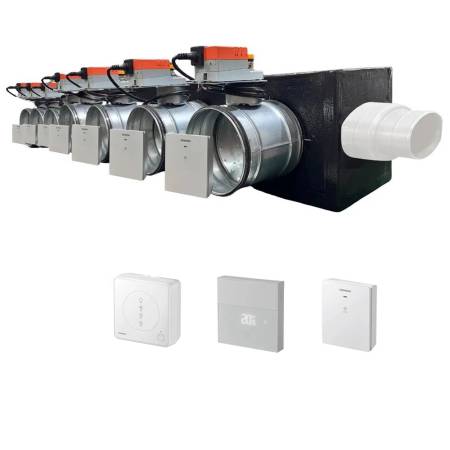 Plenum canalizzato con serrande motorizzate wifi a 7 zone, centralina e interfaccia Siemens con attacco laterale VMC