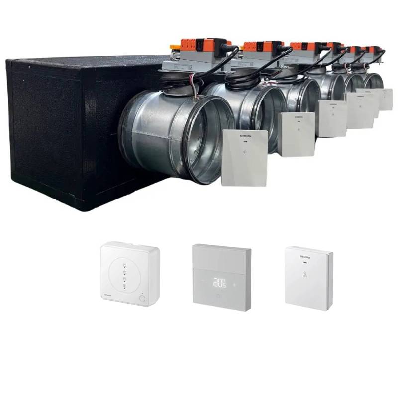 Plenum canalizzato con serrande motorizzate wifi a 6 zone, centralina e interfaccia Siemens