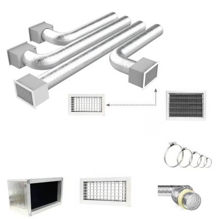 Kit rapido Plenum Coibentato a 4 Zone Per Condizionatore Canalizzato