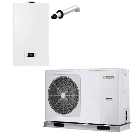 Sistema Ibrido Beretta con caldaia a condensazione Ciao X 30 C da 30 kW e pompa di calore Hydro Unit M da 12 kW A+++ R32